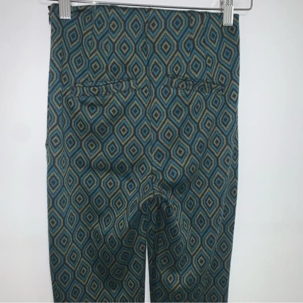 Free People Retro Flare‎ Pants Women’s Size 0 US Teal Green Brown Black
